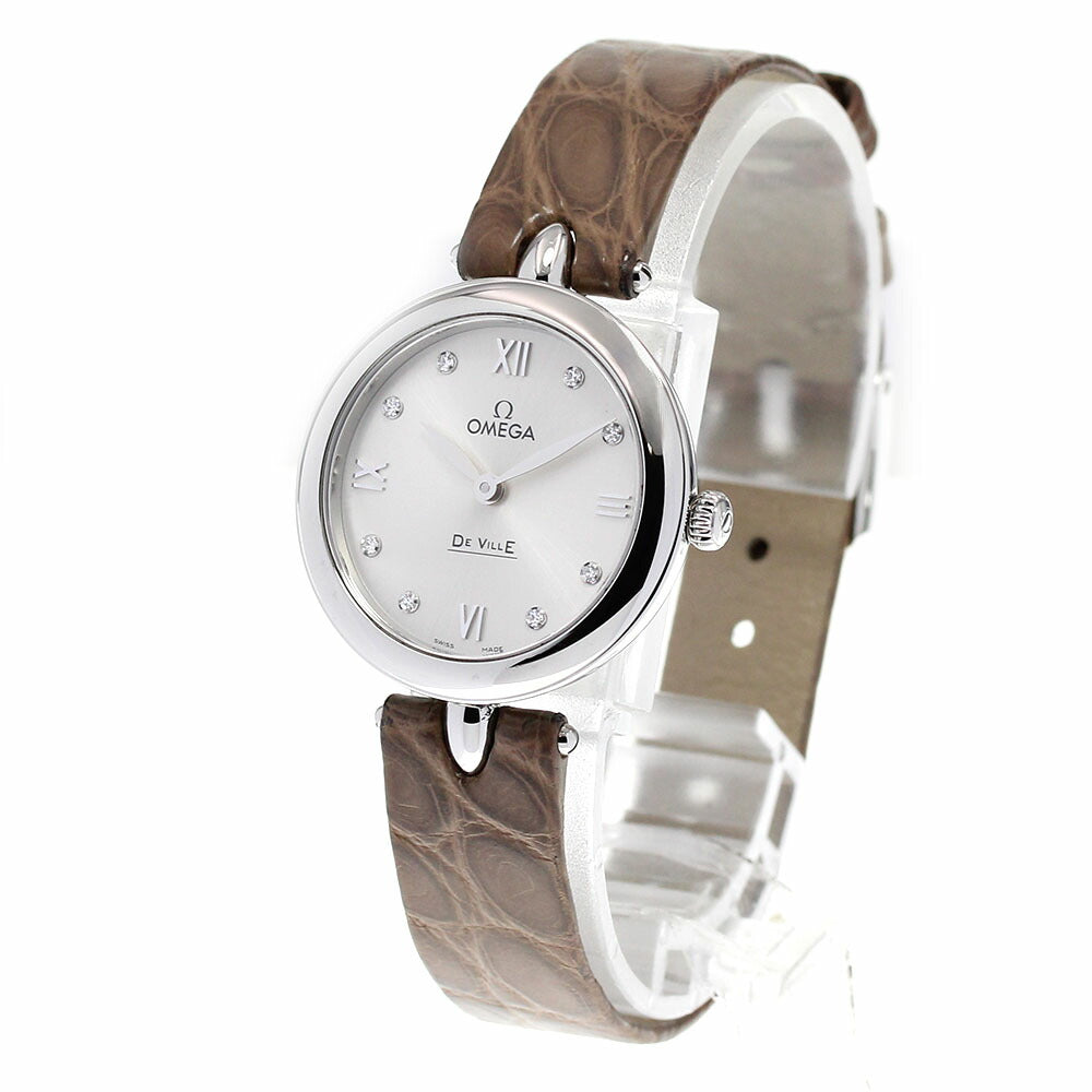 OMEGA 424.13.27.60.52.001 De Ville Prestige Dewdrop 8P Diamond Quartz Women's Watch Good Condition Warranty Card Included