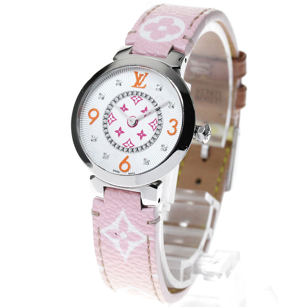 LOUIS VUITTON QA146 Tambour Slim 8P Diamond Quartz Women's
