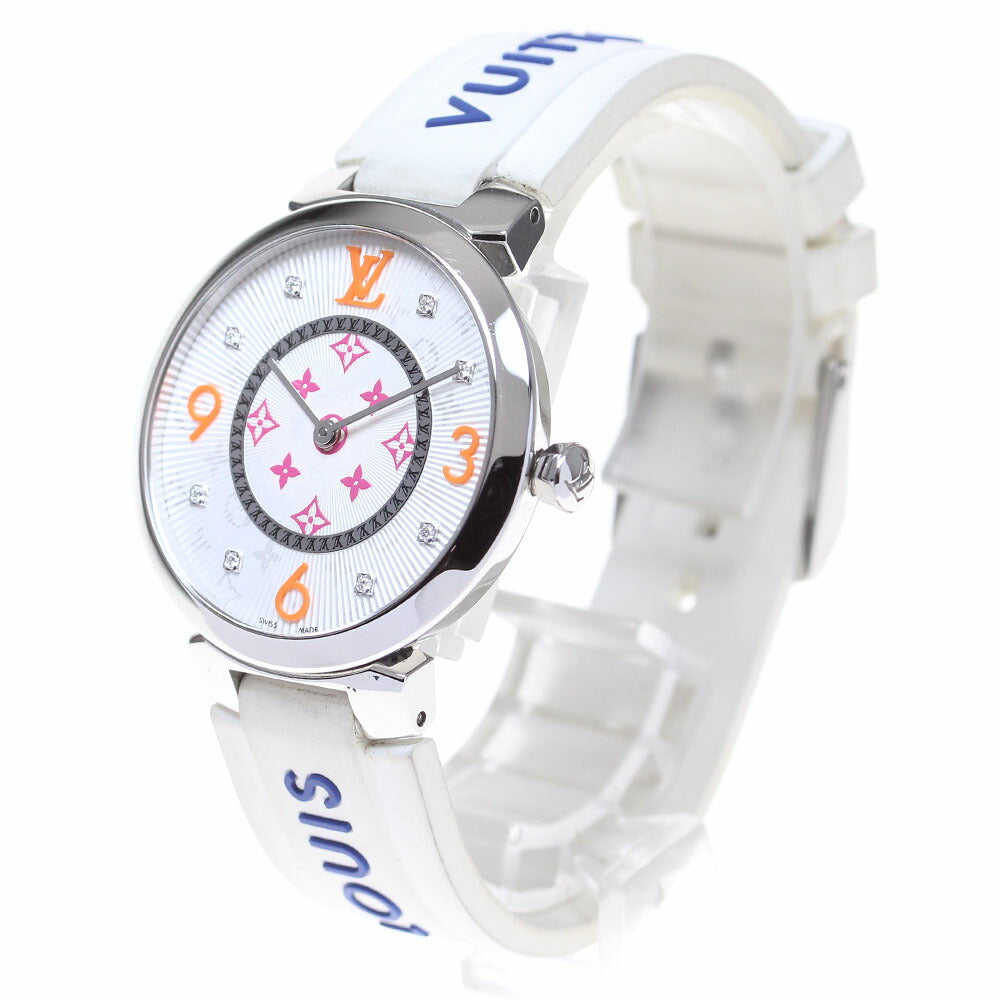 LOUIS VUITTON QA147 Tambour Monogram Fuchsia & Orange Quartz Women's