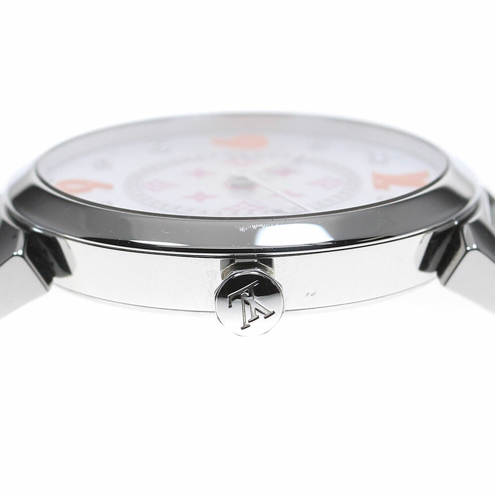 LOUIS VUITTON QA147 Tambour Monogram Fuchsia & Orange Quartz Women's