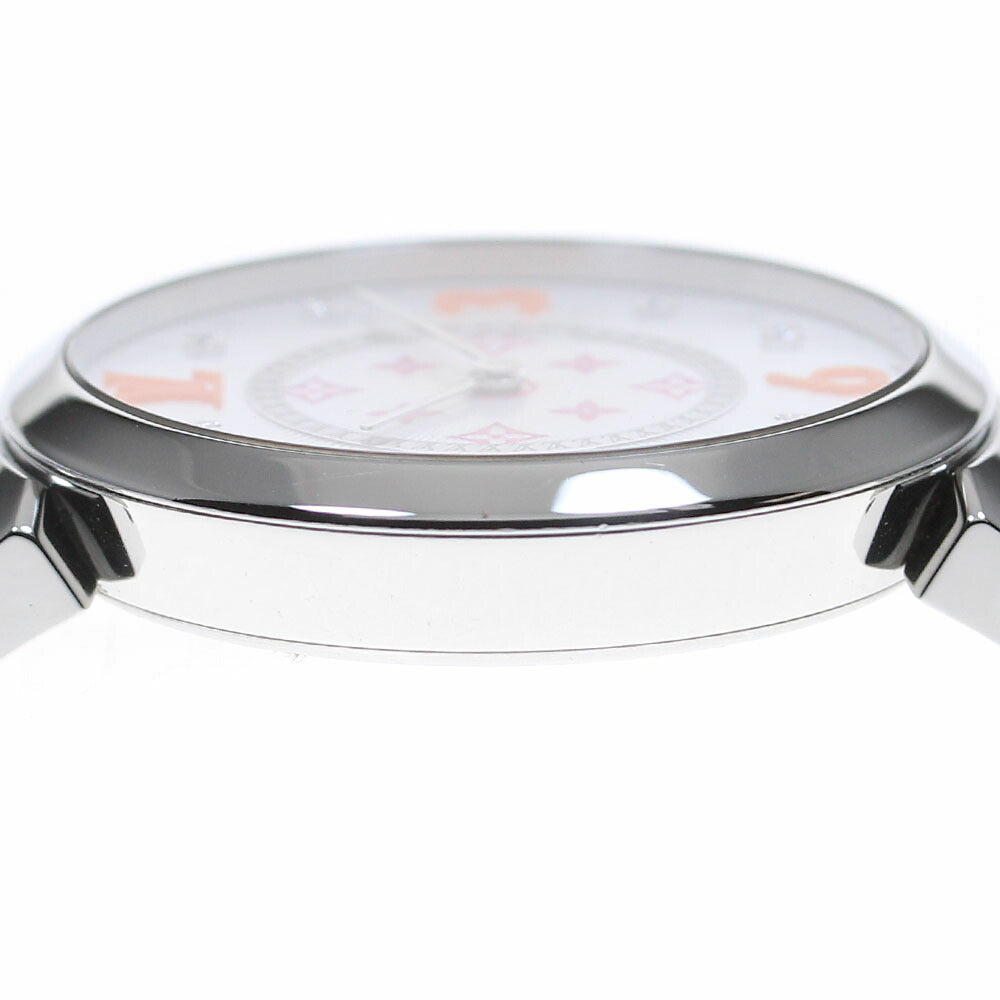 LOUIS VUITTON QA147 Tambour Monogram Fuchsia & Orange Quartz Women's