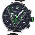 LOUIS VUITTON QA130 Tambour Damier Graphite Lace Chronograph Automatic Men's Watch Excellent Condition