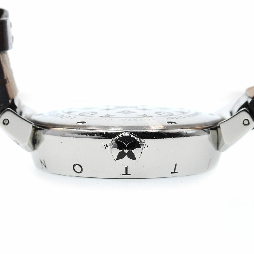 LOUIS VUITTON Q1319 Tambour Disc Amaranth Diamond MM Diamond Quartz with Box and Warranty