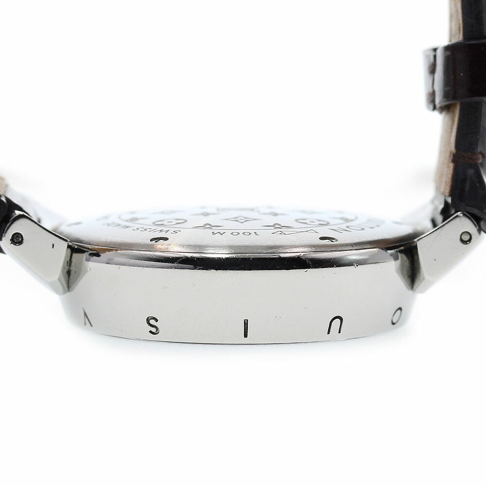 LOUIS VUITTON Q1319 Tambour Disc Amaranth Diamond MM Diamond Quartz with Box and Warranty