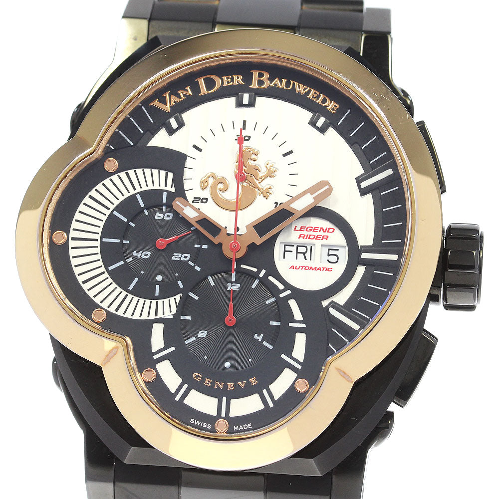 VAN DER BAUWEDE 13180 Legend Rider Chronograph Automatic Men's Watch Good Condition Box and Warranty Card Included