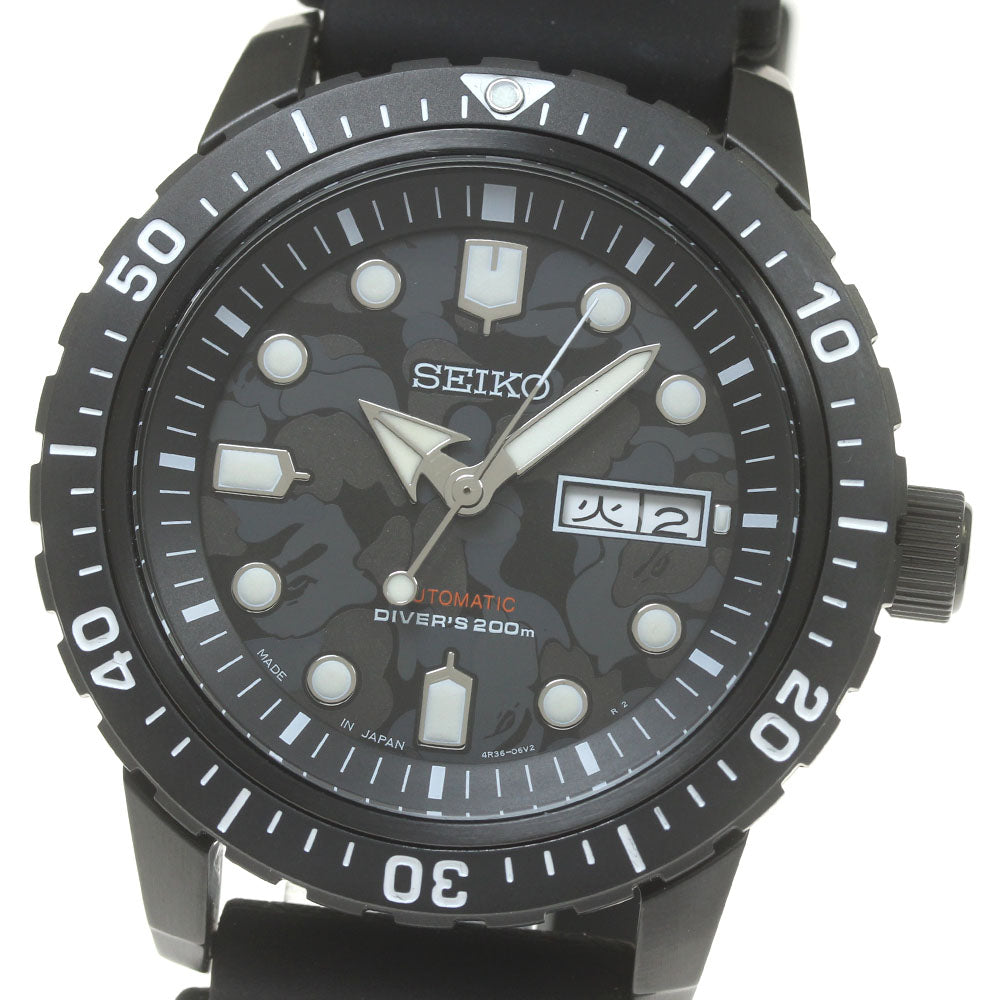 SEIKO 4R36-08K0/SZEL004 200m A Bathing Ape Japan Limited AT Men's Tire Excellent Condition Box and Warranty Card Included