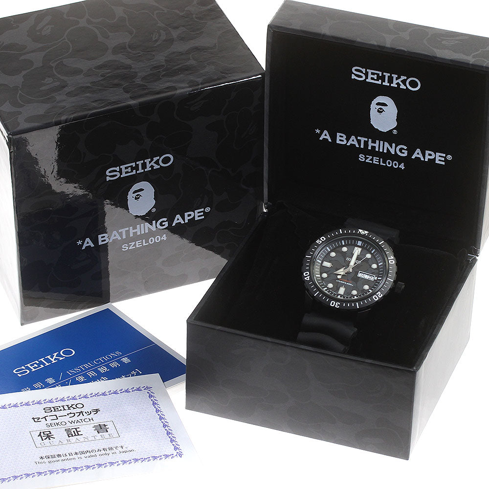 SEIKO 4R36-08K0/SZEL004 200m A Bathing Ape Japan Limited AT Men's Tire Excellent Condition Box and Warranty Card Included