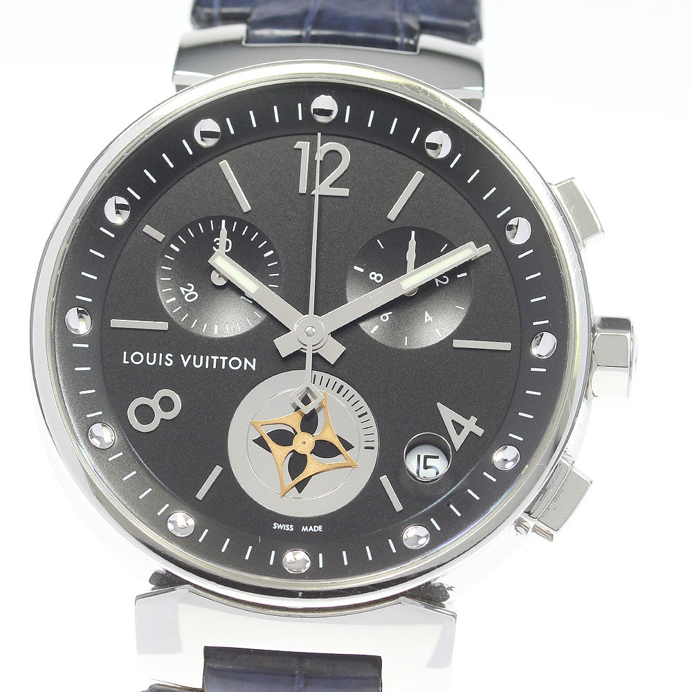 LOUIS VUITTON Q8D11 Tambour Moonstar GM Chronograph Quartz Men's Watch with Inner Box