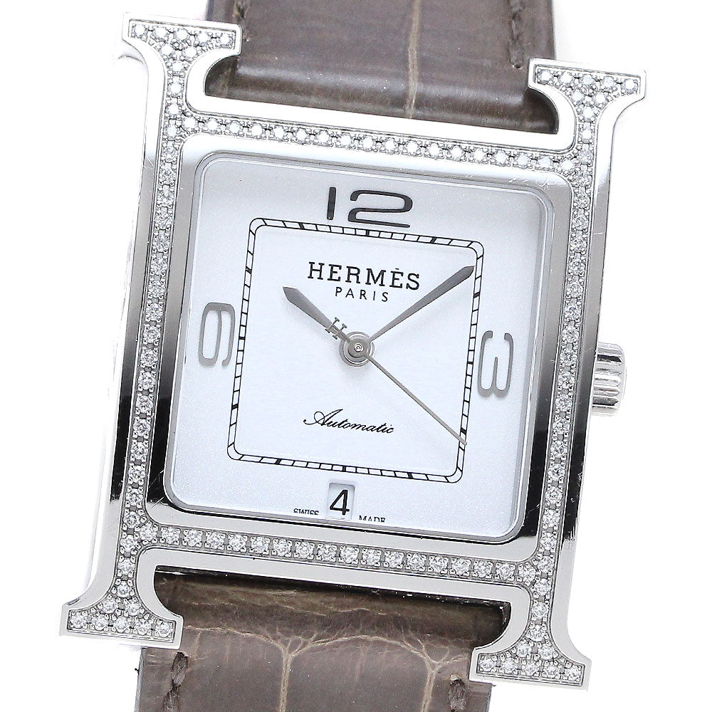 HERMES HH3.530 H-Watch Diamond Bezel Automatic Ladies' with Inner Box