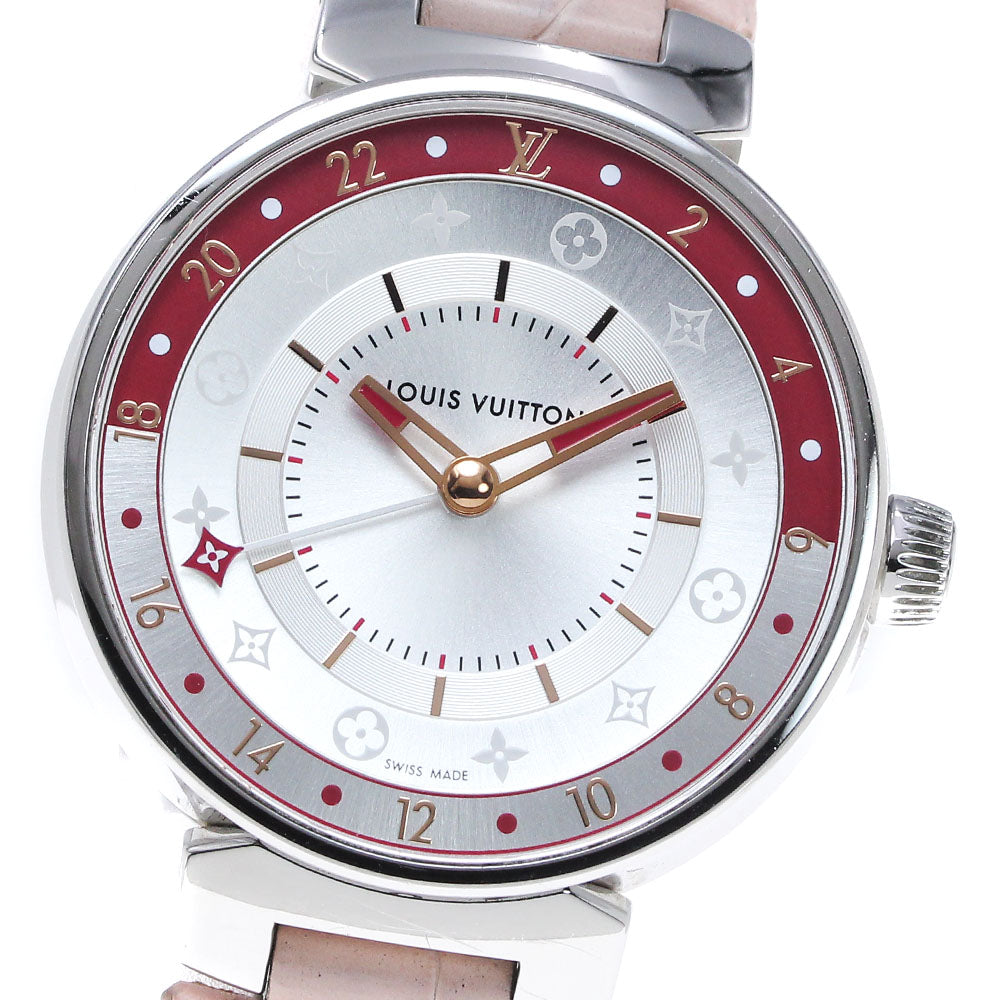 LOUIS VUITTON QA106 Tambour Moon Dual Time MM Quartz Ladies Watch with Box