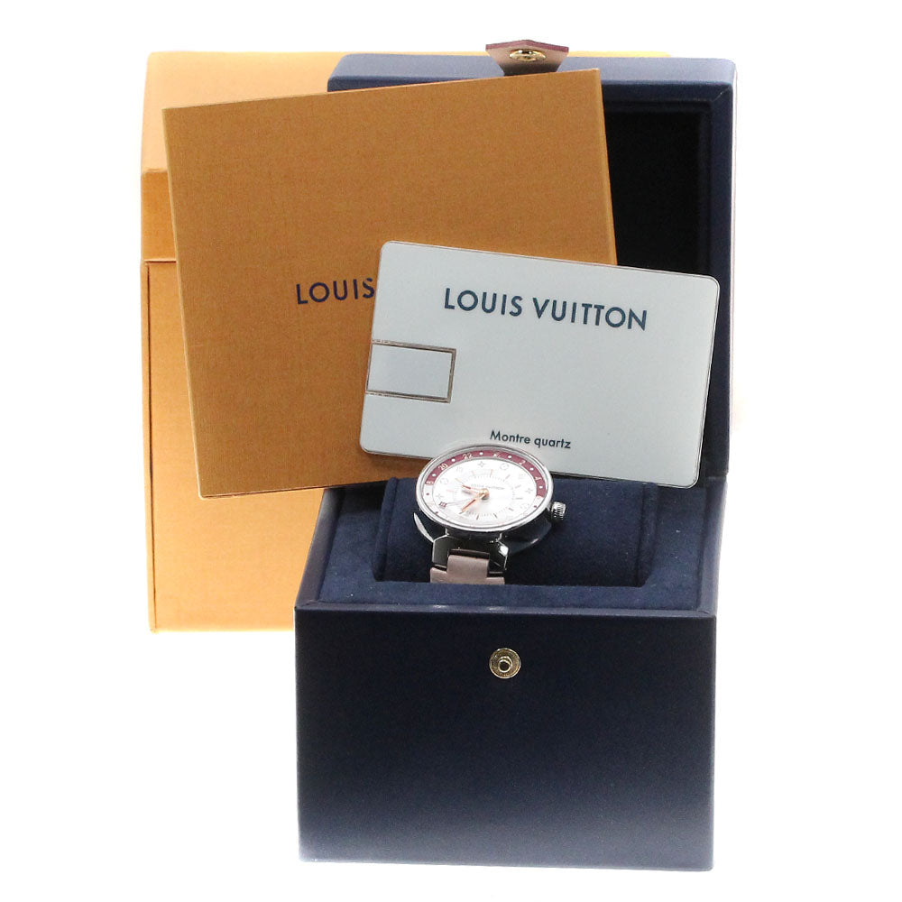LOUIS VUITTON QA106 Tambour Moon Dual Time MM Quartz Ladies Watch with Box