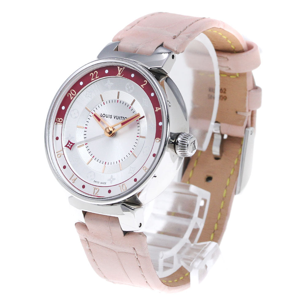 LOUIS VUITTON QA106 Tambour Moon Dual Time MM Quartz Ladies Watch with Box