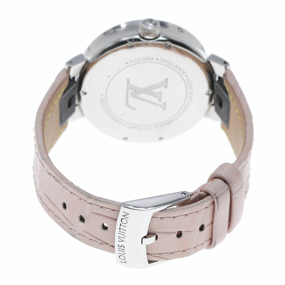 LOUIS VUITTON QA106 Tambour Moon Dual Time MM Quartz Ladies Watch with Box