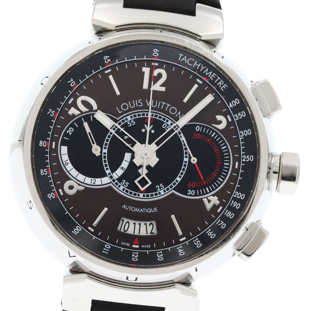 LOUIS VUITTON Q102A Tambour Voyage Chronograph Limited Edition of 688 Pieces Worldwide Automatic Winding Men's Watch with Box and Warranty Card.