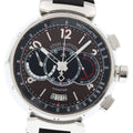 LOUIS VUITTON Q102A Tambour Voyage Chronograph Limited Edition of 688 Pieces Worldwide Automatic Winding Men's Watch with Box and Warranty Card.