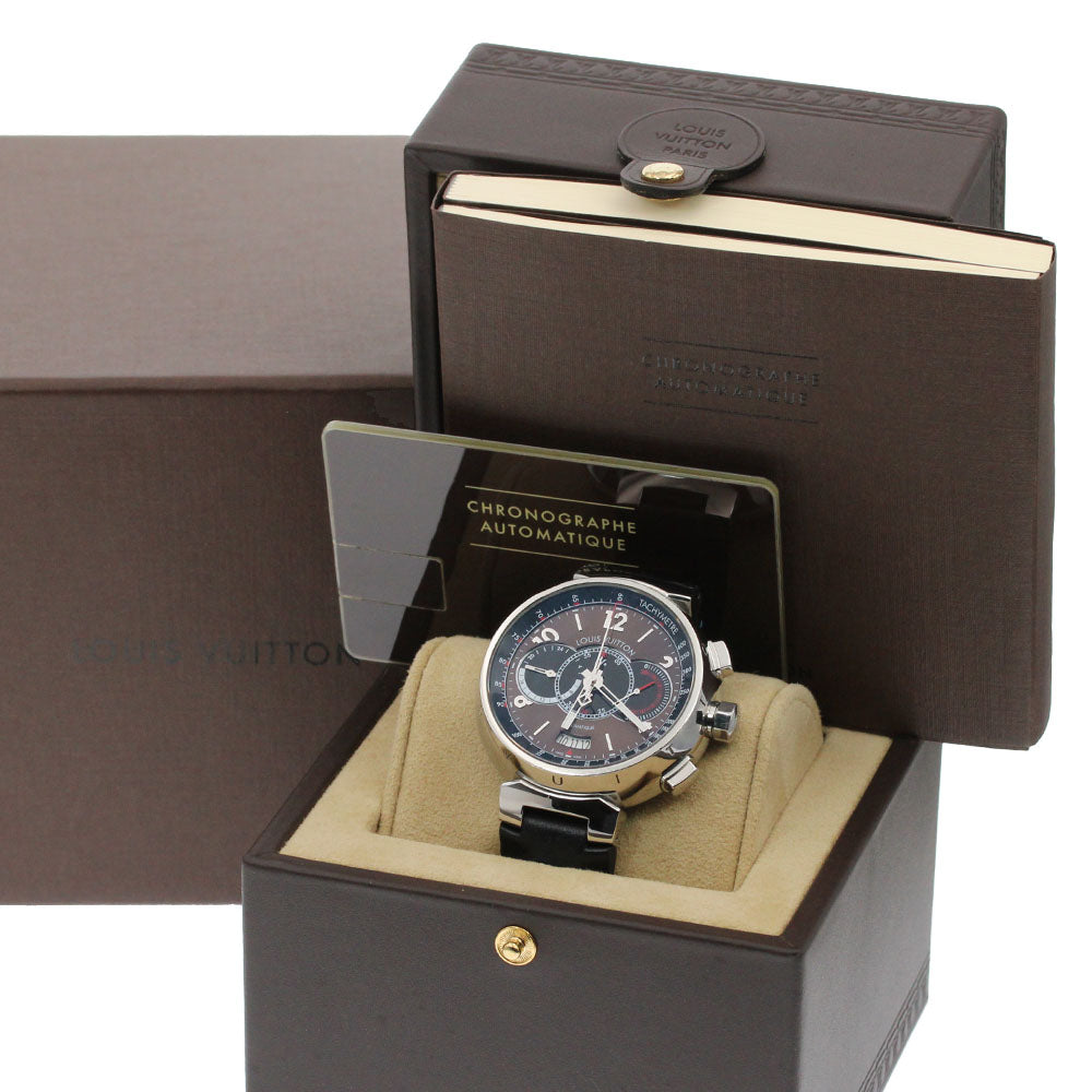 LOUIS VUITTON Q102A Tambour Voyage Chronograph Limited Edition of 688 Pieces Worldwide Automatic Winding Men's Watch with Box and Warranty Card.