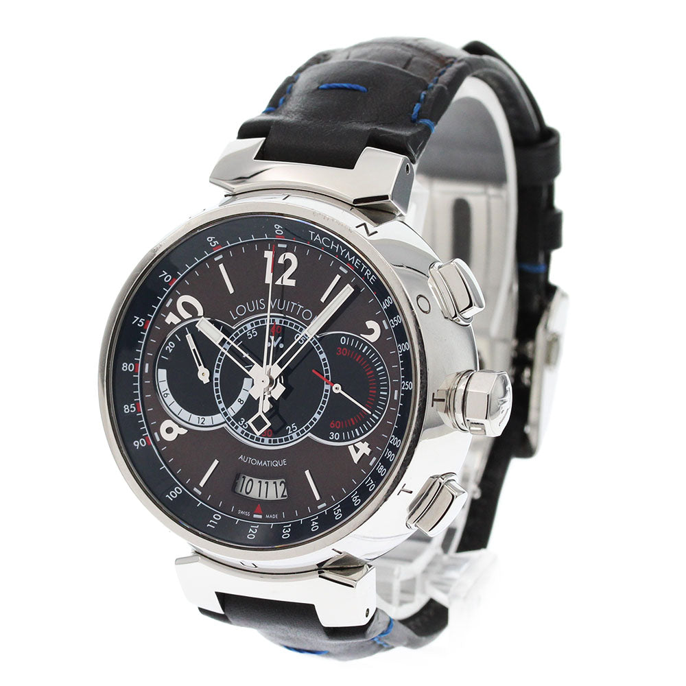 LOUIS VUITTON Q102A Tambour Voyage Chronograph Limited Edition of 688 Pieces Worldwide Automatic Winding Men's Watch with Box and Warranty Card.