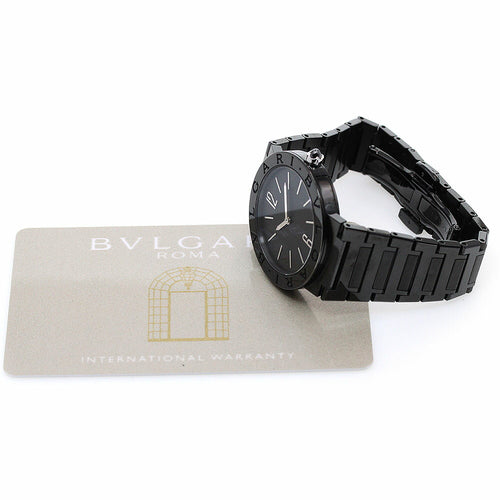 BVLGARI BB33S/103557 Bulgari DLC-coated Quartz Men's Watch with Warranty Card