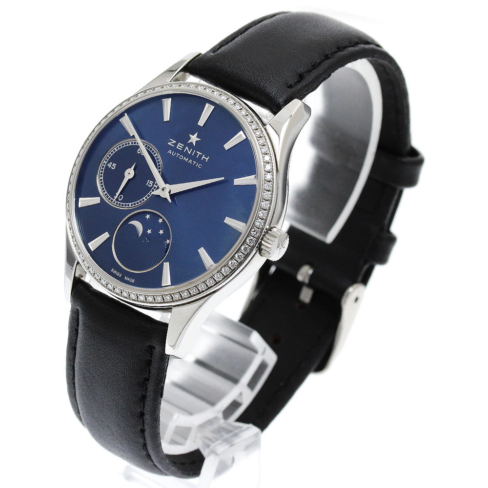 ZENITH 16.2310.692/51.C705 Class Elite Ultra Thin Moon Phase Diamond Bezel Automatic Ladies Watch with Warranty