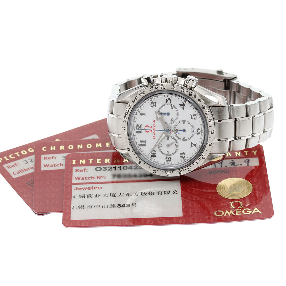 OMEGA 321.10.42.50.04.001 Speedmaster Broad Arrow Olympic Automatic Men's Watch Excellent Condition with Warranty Card
