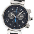 LOUIS VUITTON QA094 Tambour Damier Graphite Chronograph Quartz Men's Watch with Box and Warranty Card