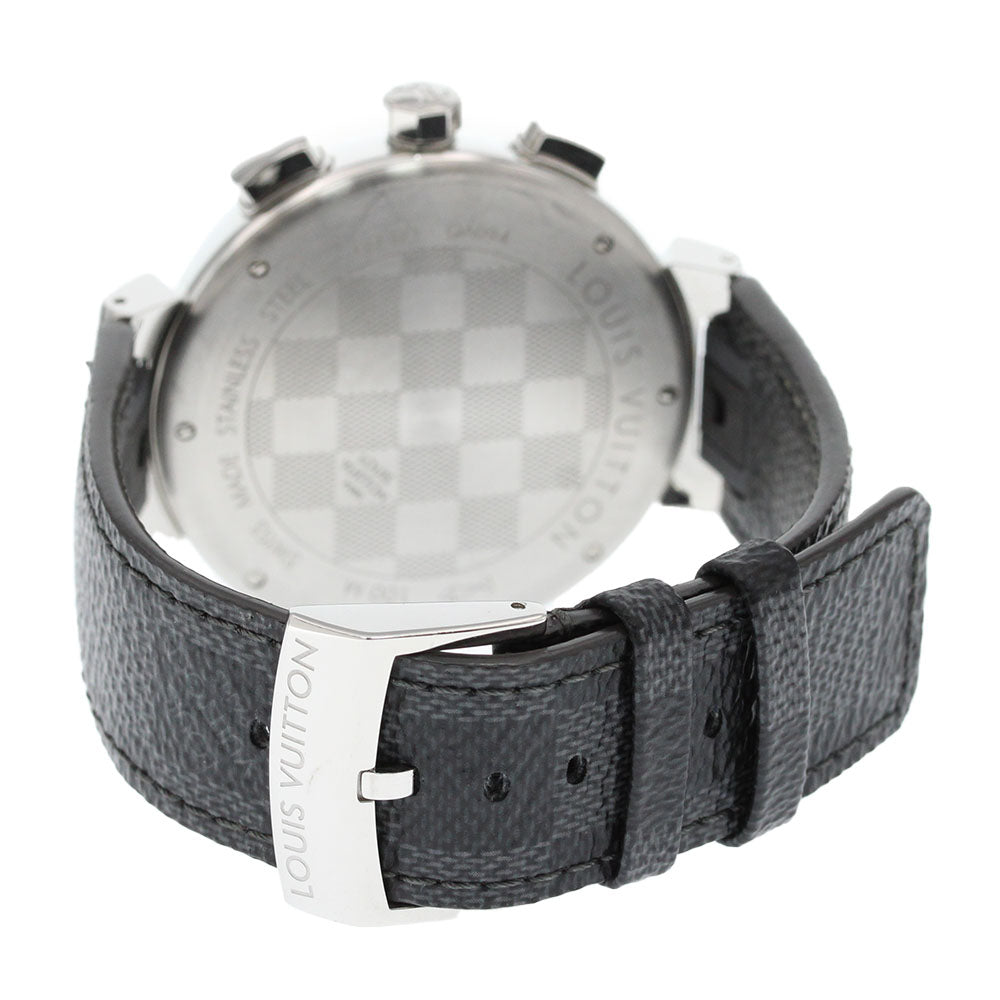 LOUIS VUITTON QA094 Tambour Damier Graphite Chronograph Quartz Men's Watch with Box and Warranty Card