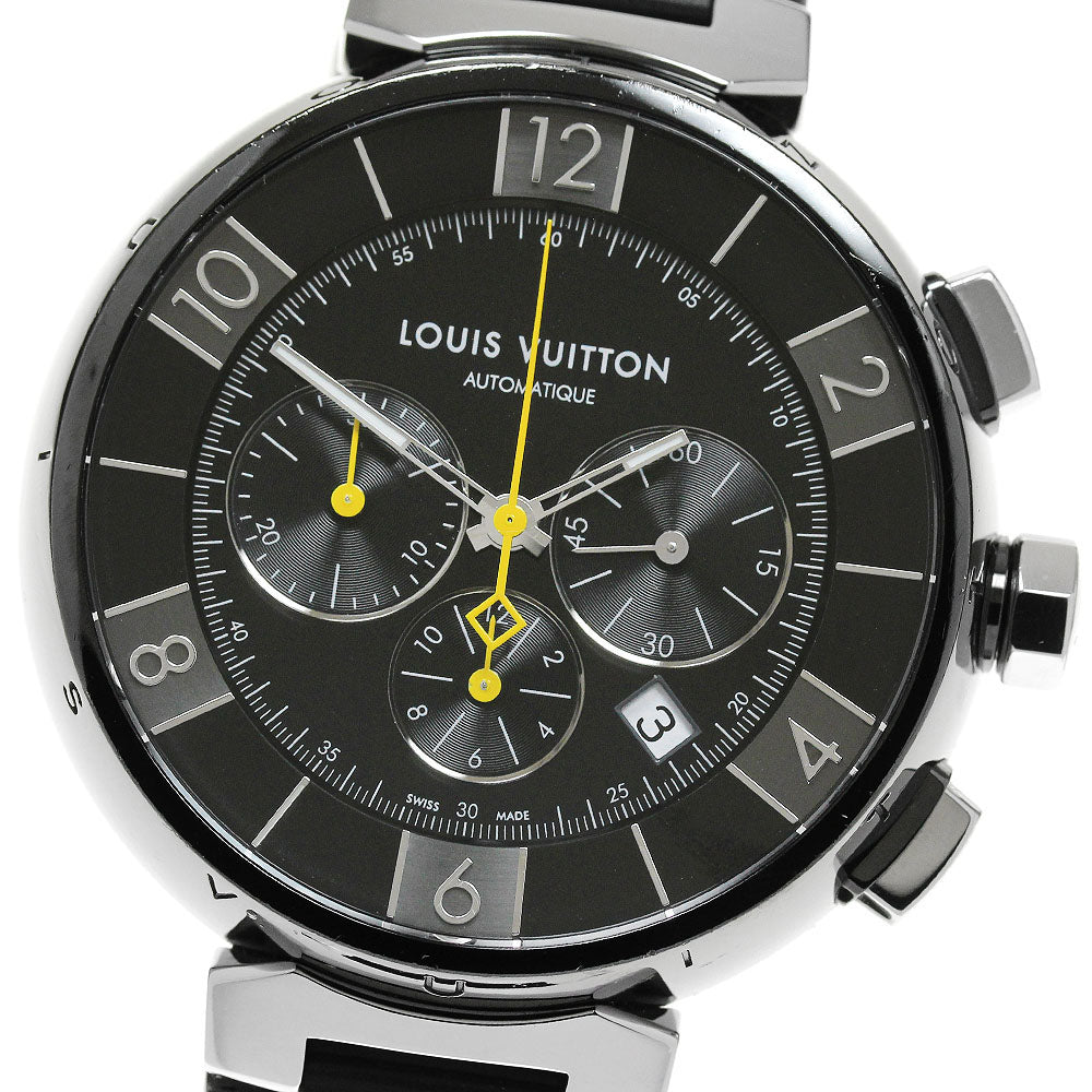 LOUIS VUITTON Q102U Tambour in Black Chronograph Automatic Men's Watch