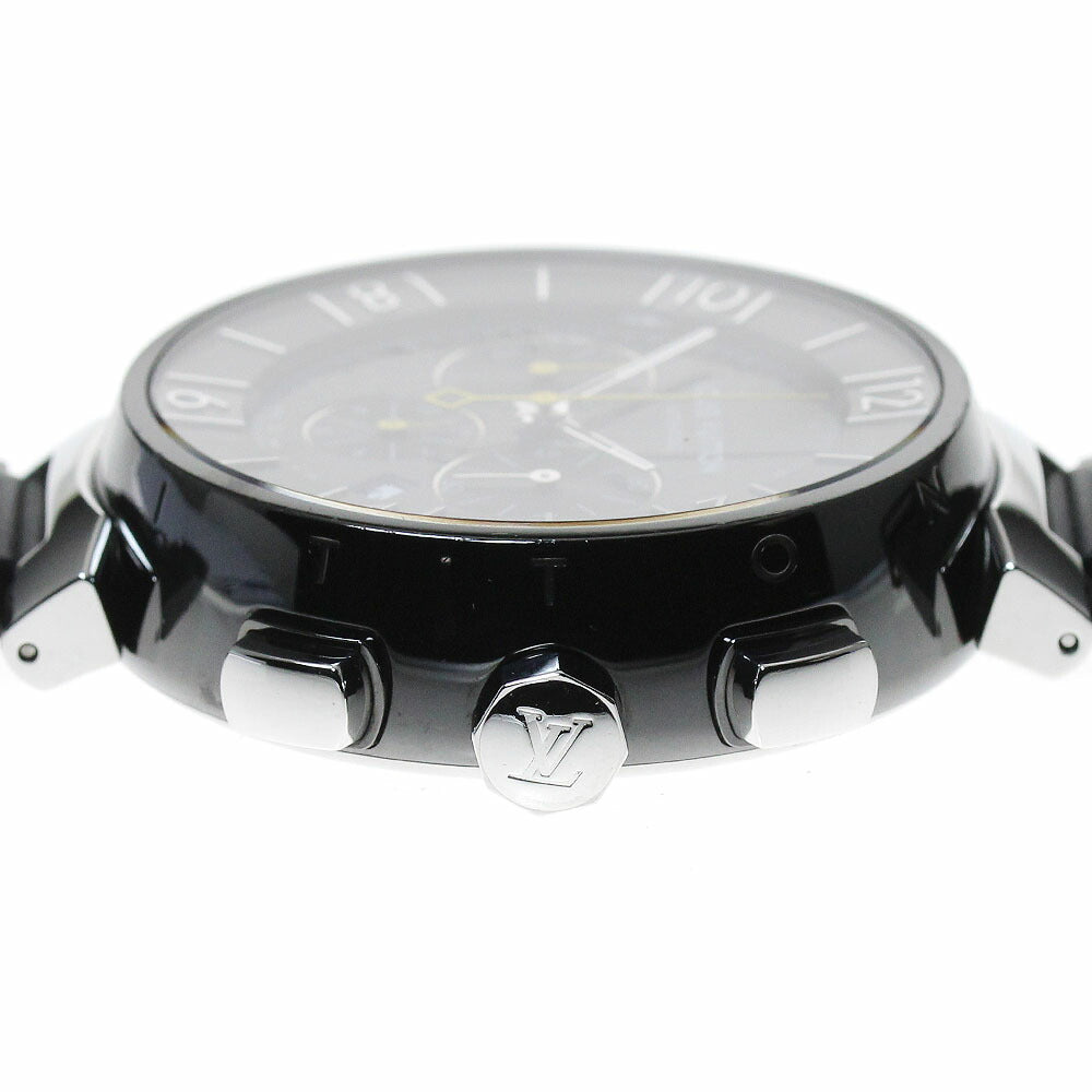 LOUIS VUITTON Q102U Tambour in Black Chronograph Automatic Men's Watch