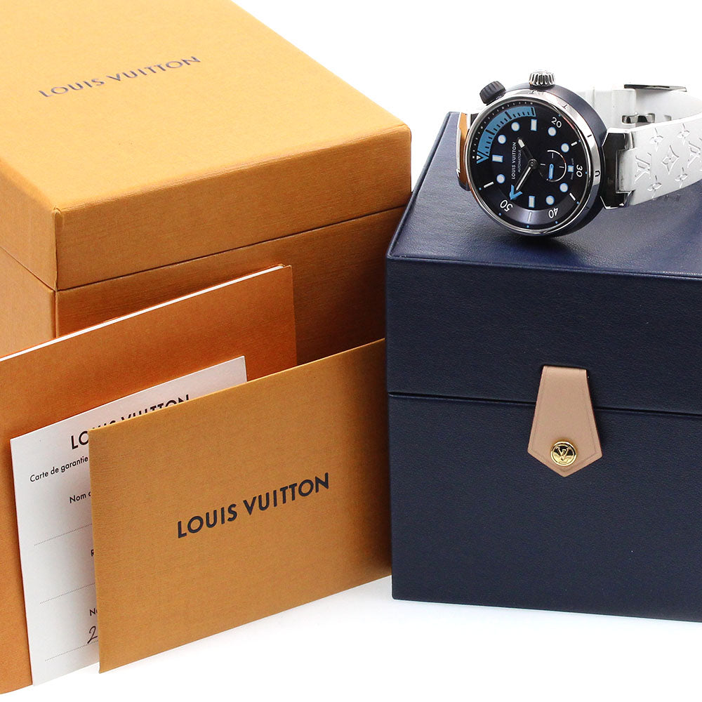 LOUIS VUITTON QA121 Tambour Street Diver Automatic Men's Watch with Box and Warranty Card