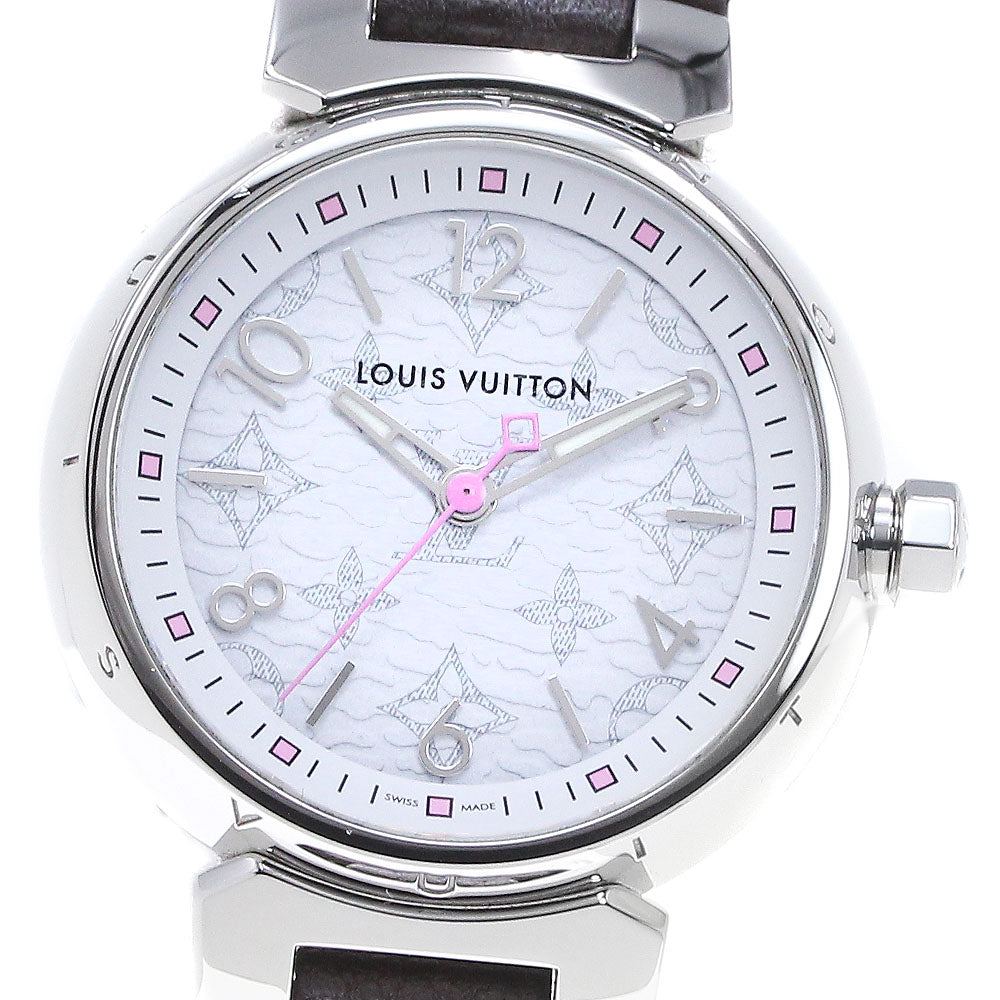 LOUIS VUITTON QA115 Tambour PM Monogram Quartz Ladies' Watch Excellent Condition with Box and Warranty Card