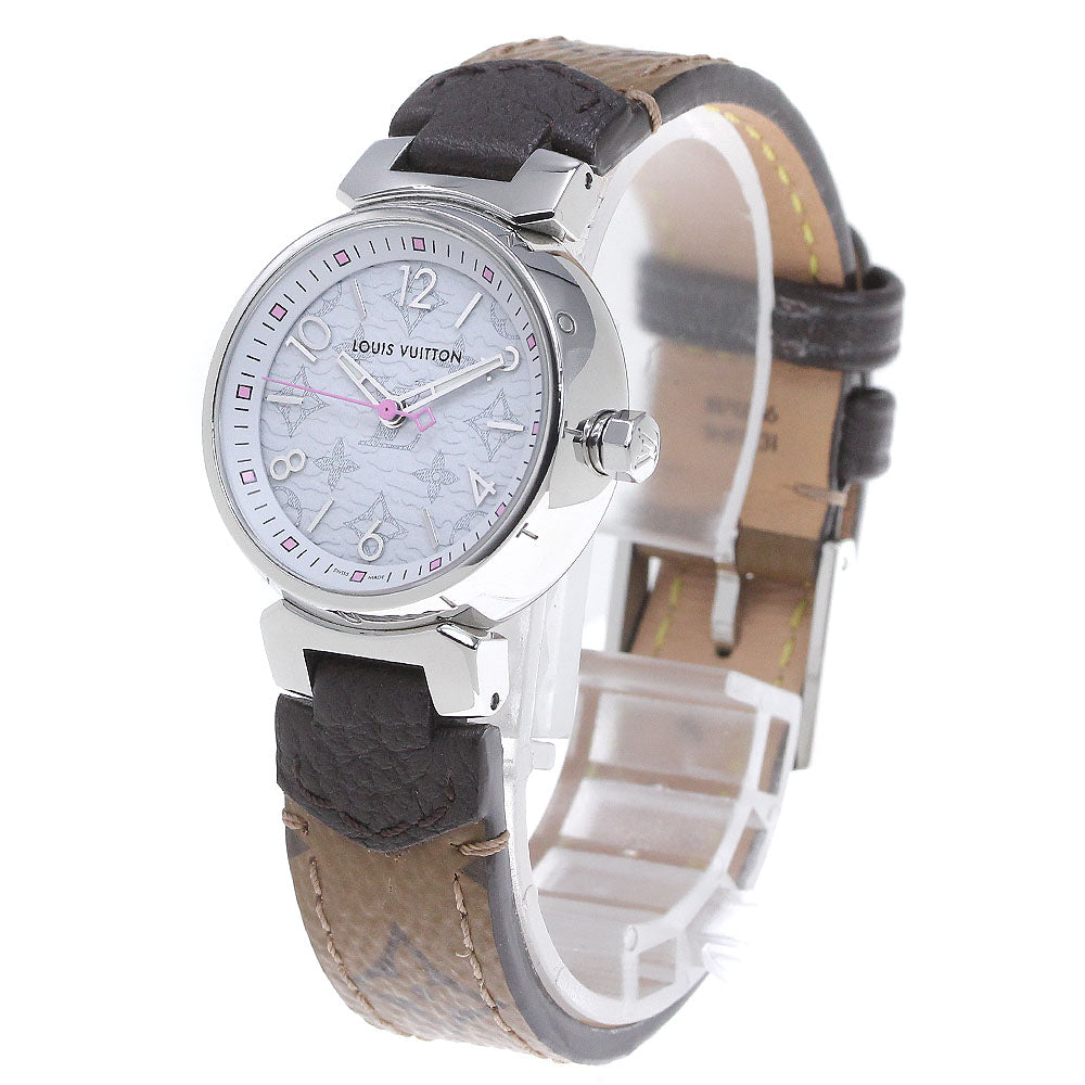 LOUIS VUITTON QA115 Tambour PM Monogram Quartz Ladies' Watch Excellent Condition with Box and Warranty Card