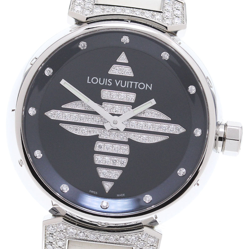 LOUIS VUITTON Q13MB Tambour Forever 12P Diamond Lug Quartz Women's Watch