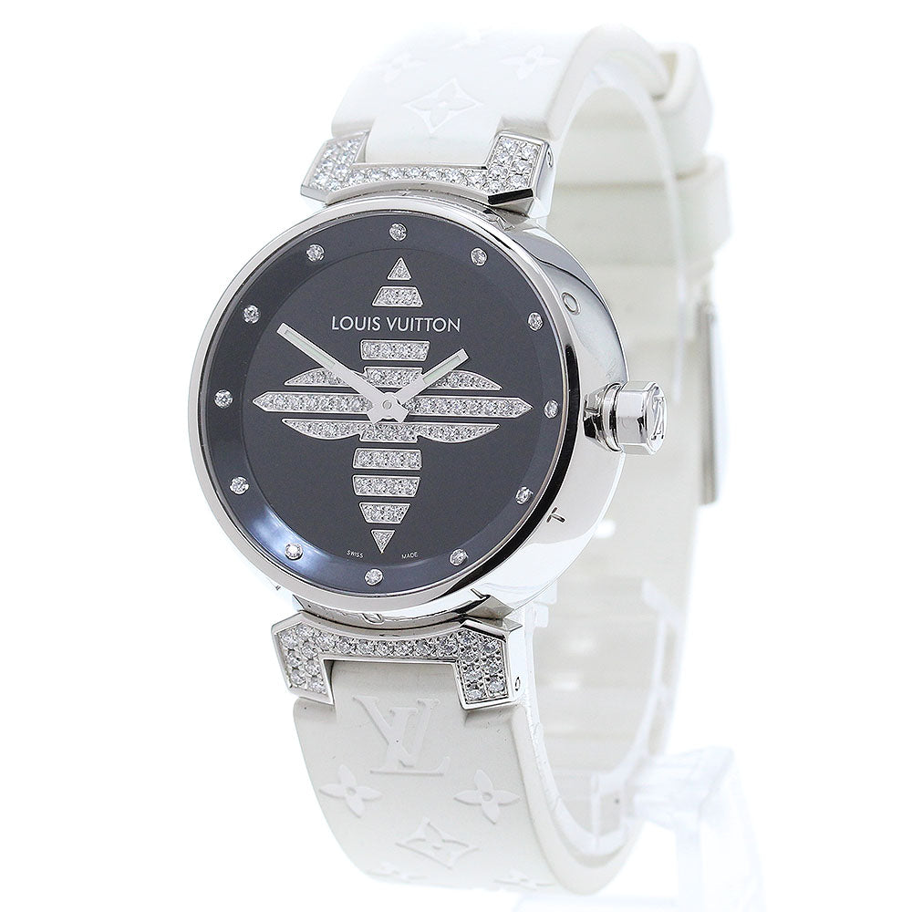 LOUIS VUITTON Q13MB Tambour Forever 12P Diamond Lug Quartz Women's Watch