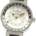 LOUIS VUITTON QA108 Tambour Moon Dual Time MM GMT 6P Diamond Lug Quartz Ladies Watch with Box and Warranty Card