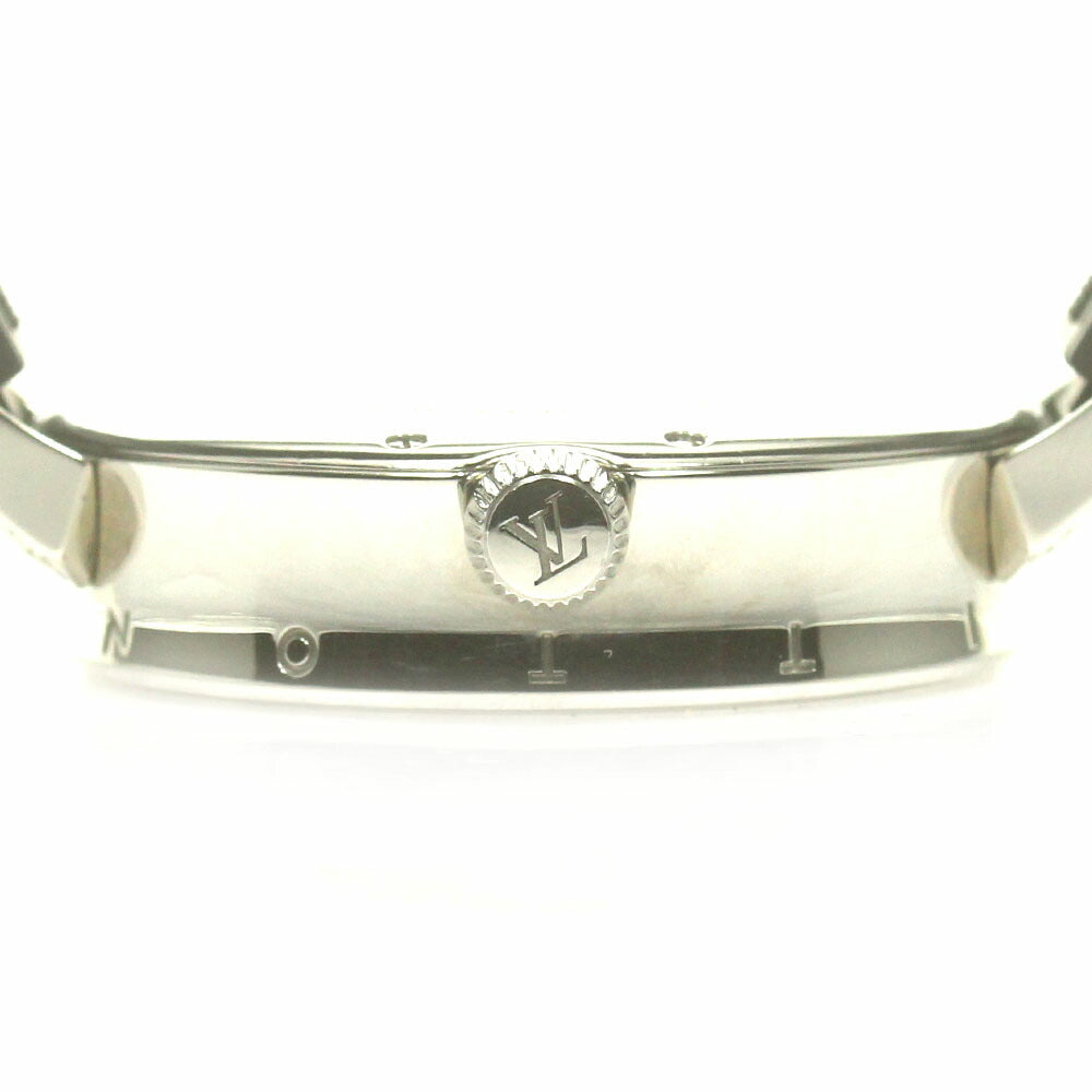 LOUIS VUITTON QA108 Tambour Moon Dual Time MM GMT 6P Diamond Lug Quartz Ladies Watch with Box and Warranty Card