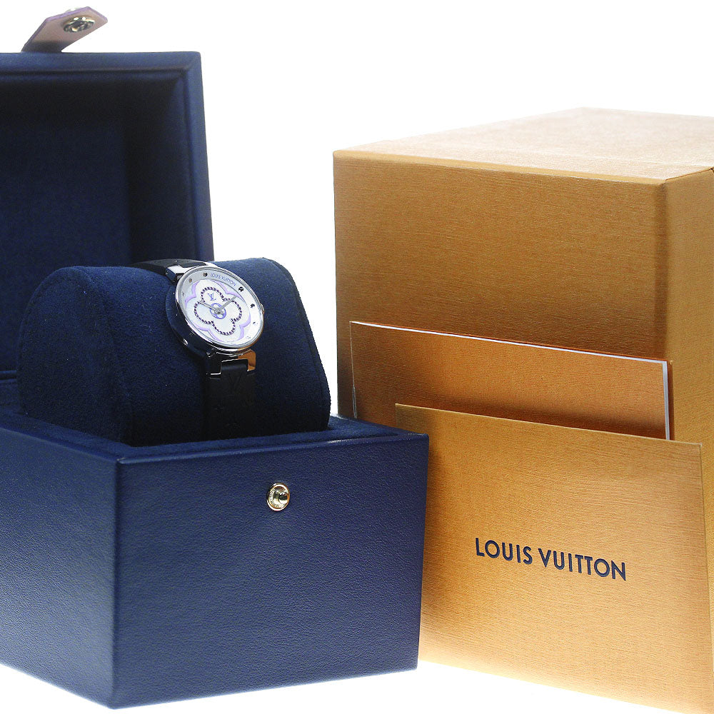 LOUIS VUITTON QA160 Tambour Moon Divine PM Lilac Quartz Ladies Watch Excellent Condition with Box and Warranty Card