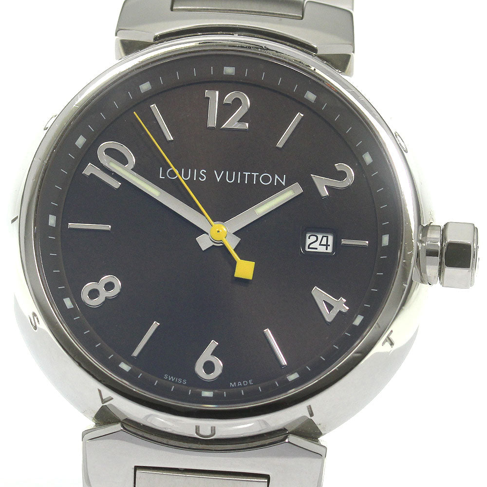 LOUIS VUITTON Q1111 Tambour Date Quartz Men's Watch with Box and Warranty Card