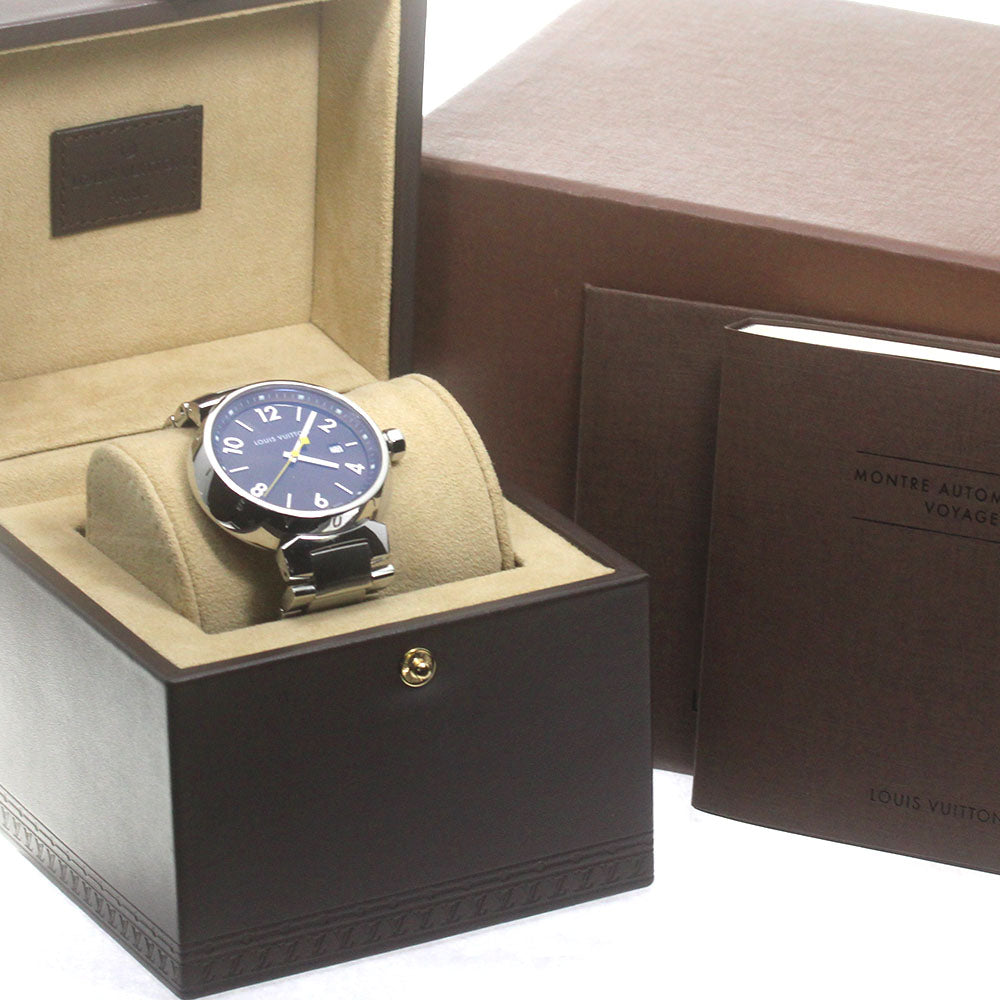 LOUIS VUITTON Q1111 Tambour Date Quartz Men's Watch with Box and Warranty Card