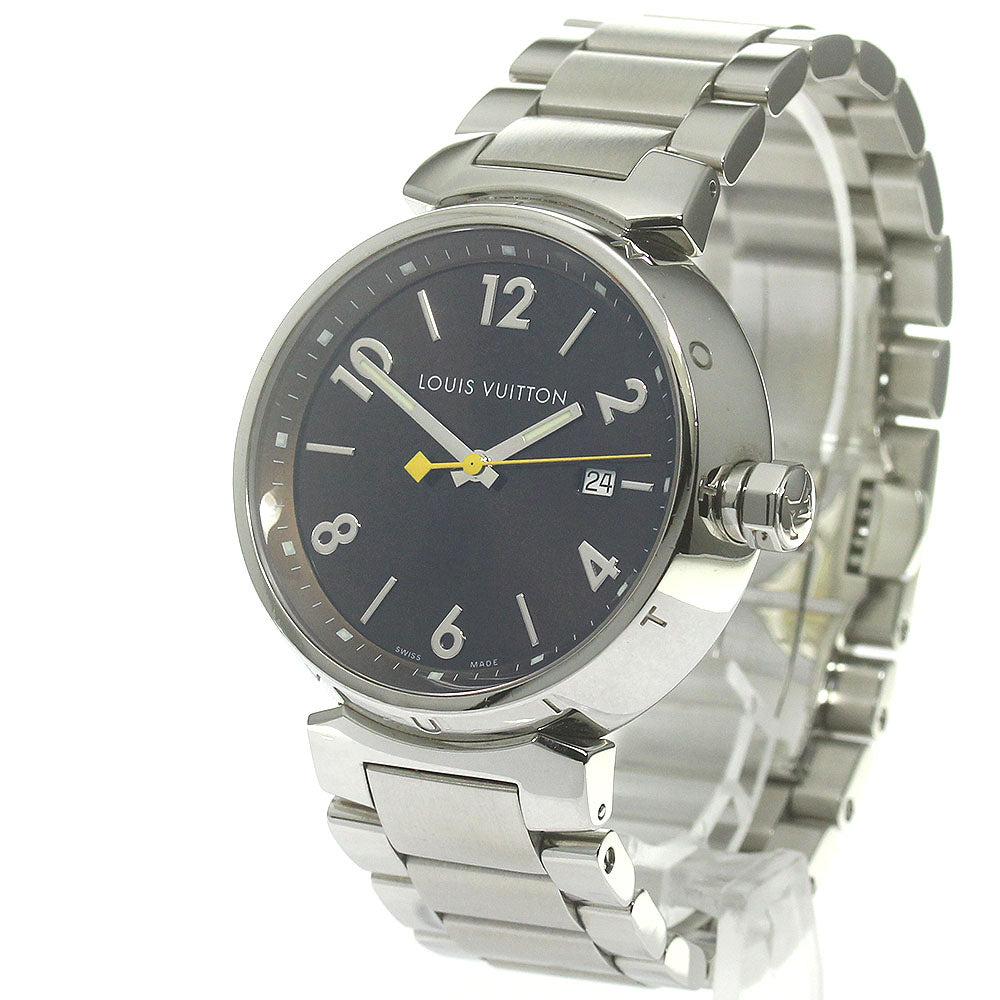 LOUIS VUITTON Q1111 Tambour Date Quartz Men's Watch with Box and Warranty Card