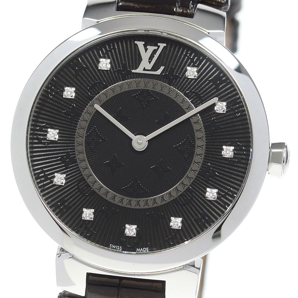 LOUIS VUITTON QA144 Tambour Slim MM 11-Diamond Quartz Women's Watch with Box and Warranty Card