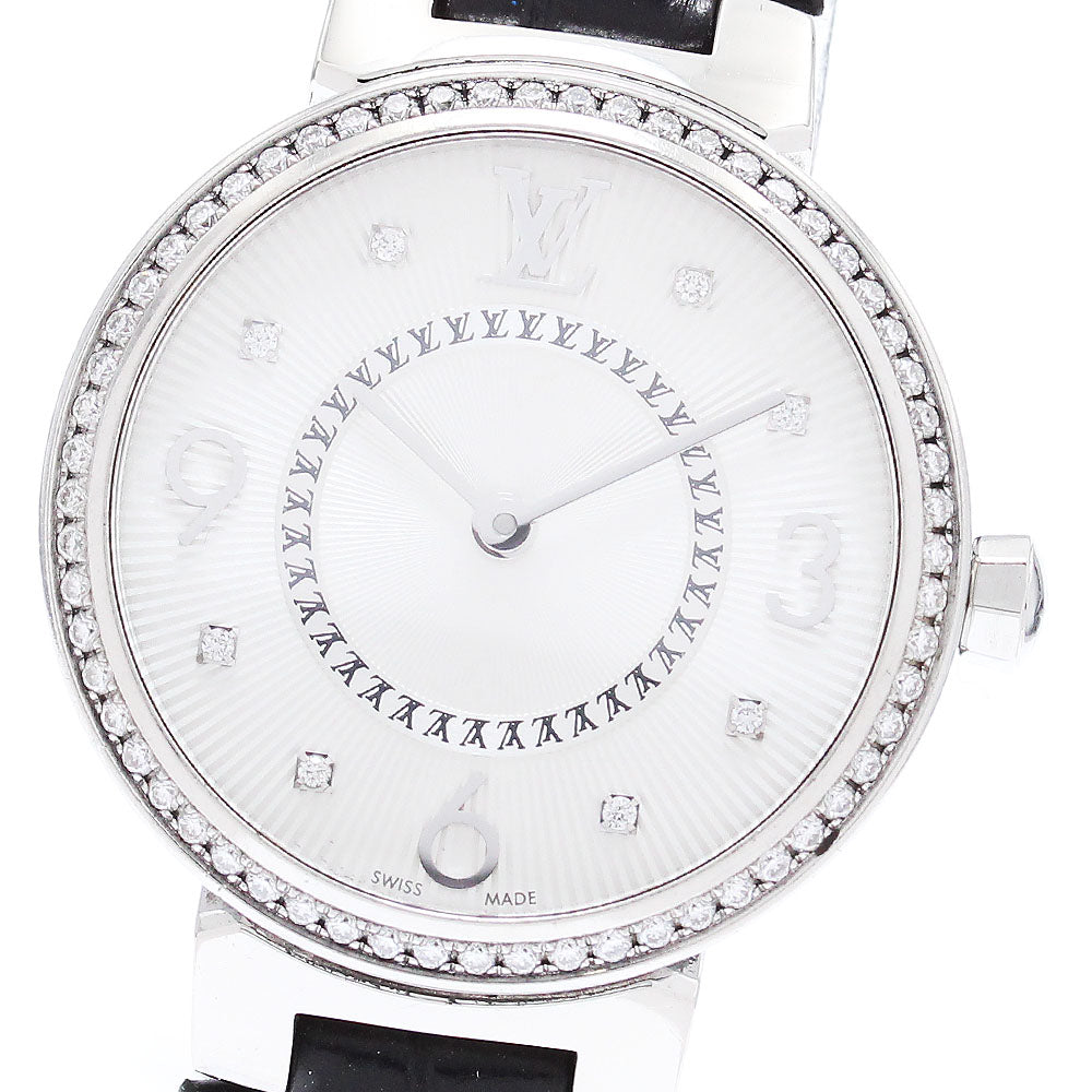 LOUIS VUITTON Q12MF Tambour Monogram Diamond Bezel 8P Diamond Quartz Women's Watch