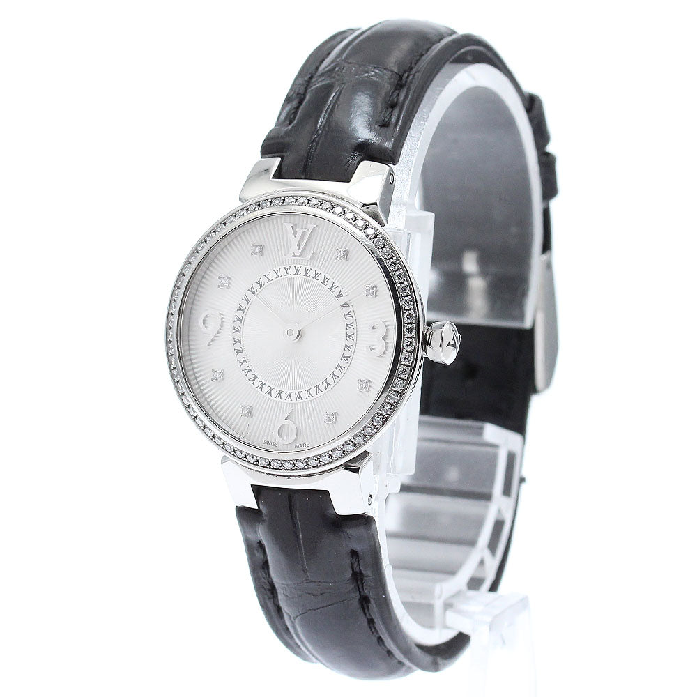 LOUIS VUITTON Q12MF Tambour Monogram Diamond Bezel 8P Diamond Quartz Women's Watch