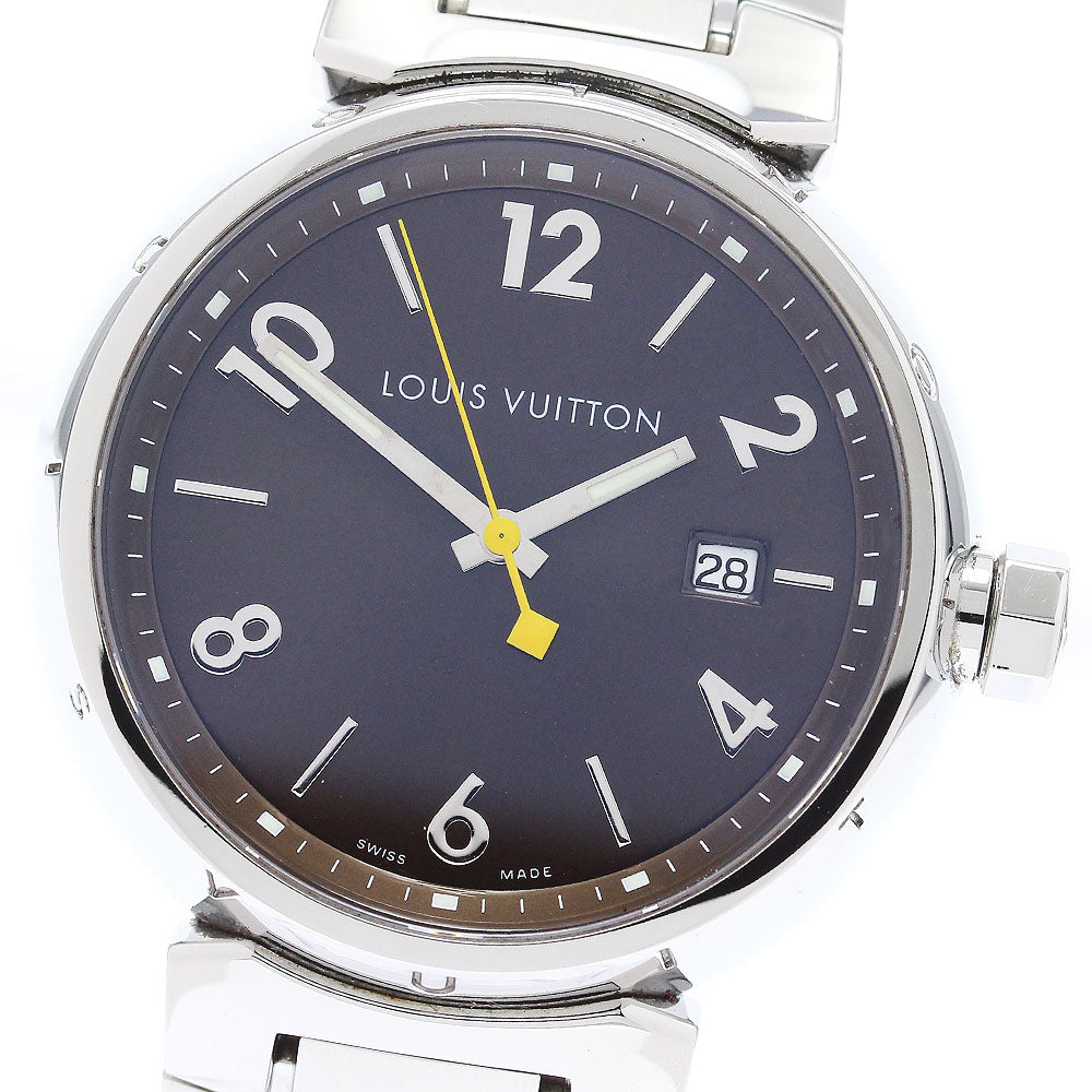 LOUIS VUITTON Q1111 Tambour Date Quartz Men's Watch with Inner Box