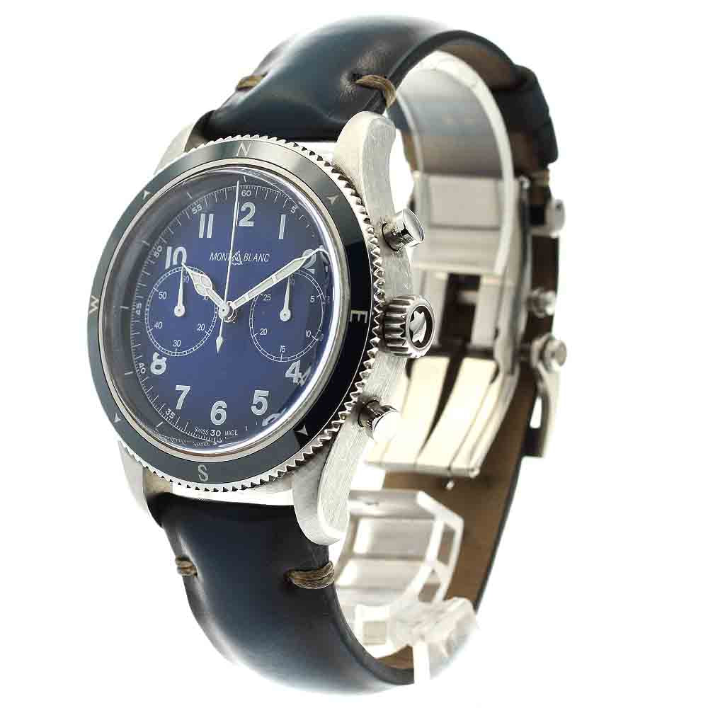 MONTBLANC 126912 1858 Automatic Chronograph Self-winding Men's Watch with Warranty Card