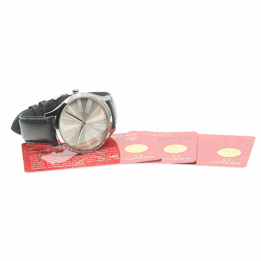 OMEGA 428.18.39.60.13.001 De Ville Tresor Diamond Bezel Quartz Ladies Watch Excellent Condition with Warranty.