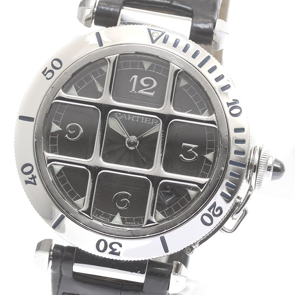 CARTIER W3105255 Pasha Grid Platinum Bezel Automatic Men's Watch with Warranty