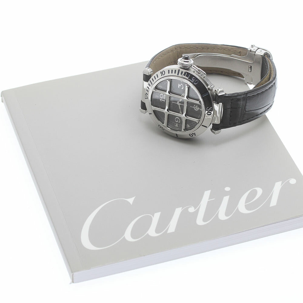 CARTIER W3105255 Pasha Grid Platinum Bezel Automatic Men's Watch with Warranty