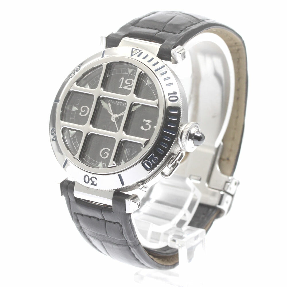 CARTIER W3105255 Pasha Grid Platinum Bezel Automatic Men's Watch with Warranty
