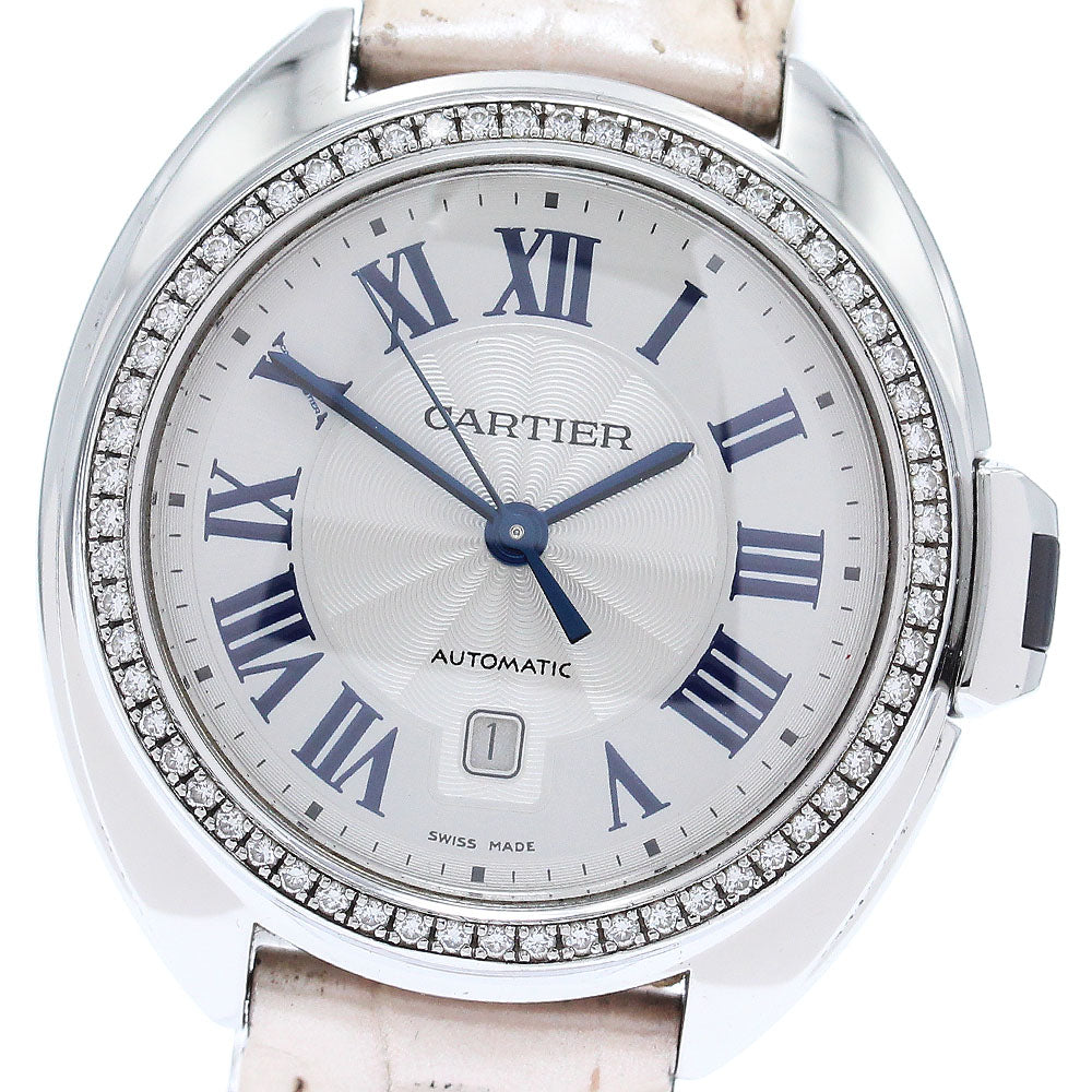 CARTIER W4CL0005 Cle de Date Diamond Bezel Automatic Women's Watch