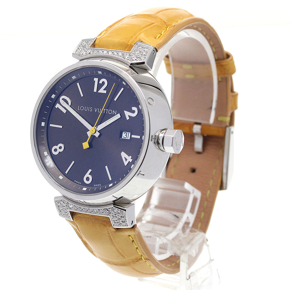 LOUIS VUITTON Q111G Tambour Date Lug Diamond Quartz Men's Watch